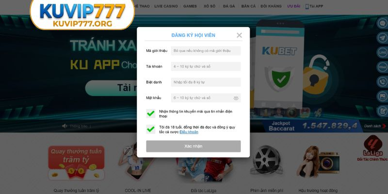 KUVIP777 ORG 7 Hướng dẫn các bước đăng ký KUVIP777