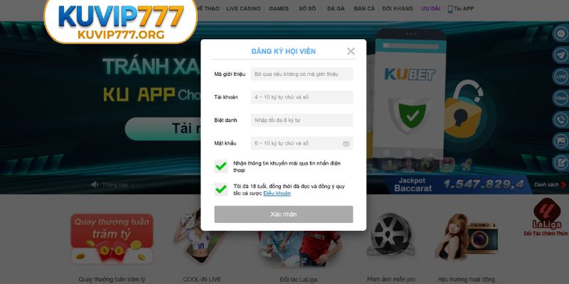 Hướng dẫn đăng ký chơi bắn cá KUVIP777